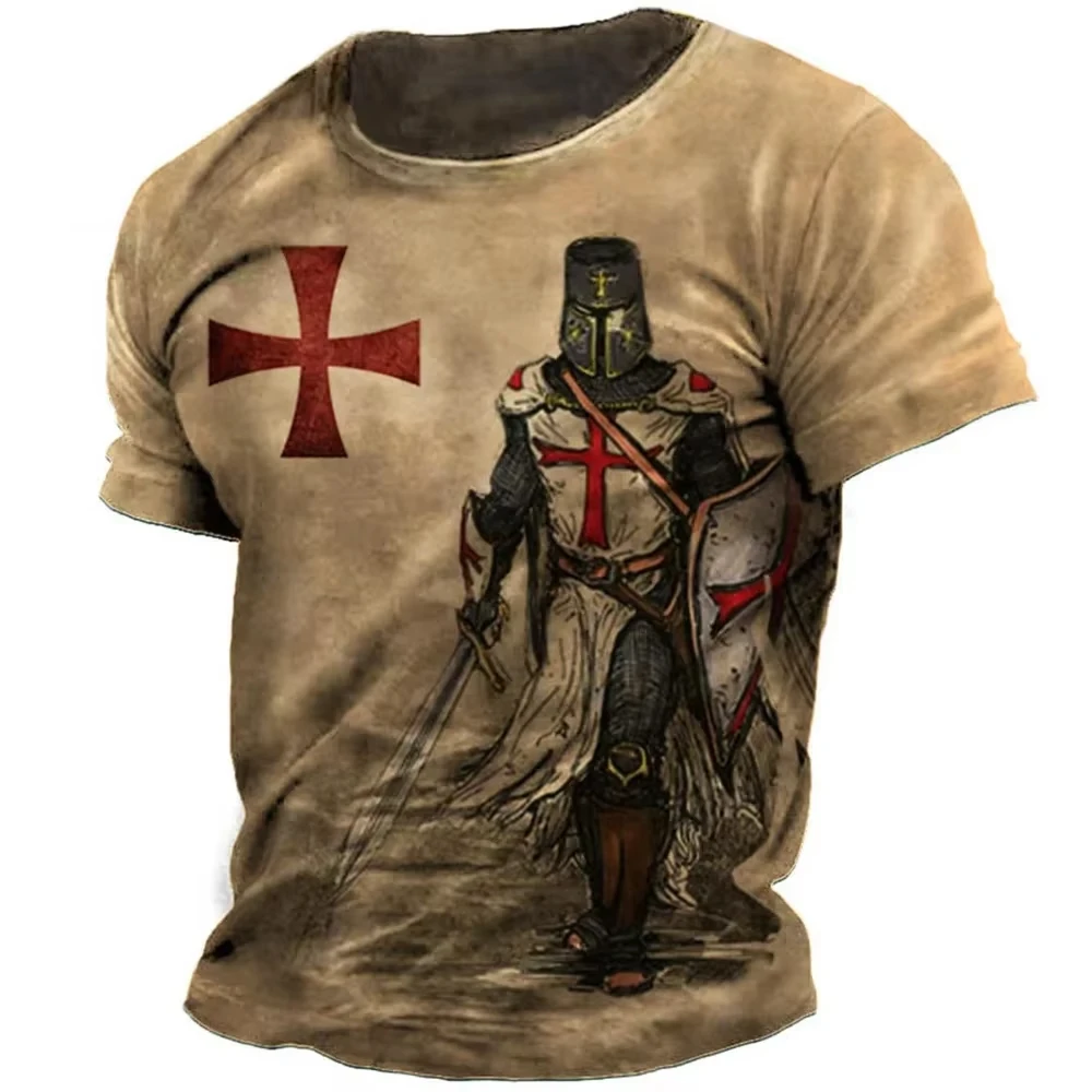 

Retro Knights Templar 3D Print Men's T-Shirt Summer Casual Street O-neck Short Sleeve Top Outdoor Fashion Quick Dry Men Clothing