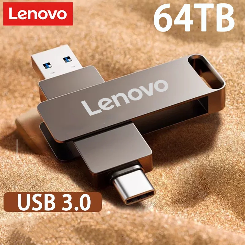 Lenovo 16TB แฟลชไดรฟ์ USB 3.2 ความเร็วสูง SSD ความจุสูงไดรฟ์ปากกาโลหะประเภท C หน่วยความจําแบบพกพากันน้ํา U Drive