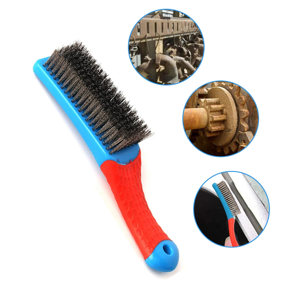 

160mm Wire Brush Kitchen Cleaning Brush Domestic Cleaning Elongated Handle Hanging Hole Heavy Dirt Scrubbing BBQ Wire Brush