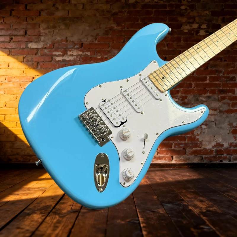 

Blue STS Fortune Paulownia Wood Body Maple Neck Electric Guitar Free Delivery New Year Gift Fixed Bridge