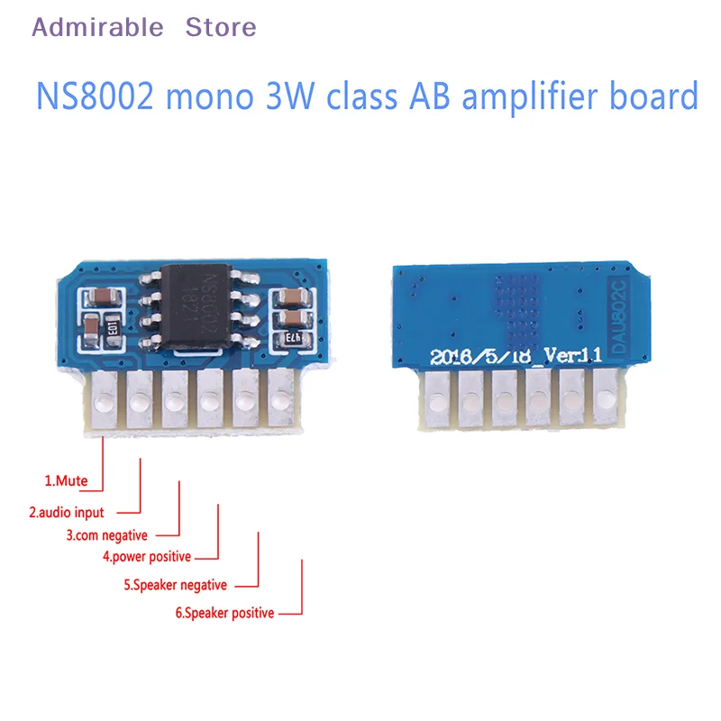 [W]DC 3V 3.7V 5V class AB mono 3W mini lifier board audio  module one channel
