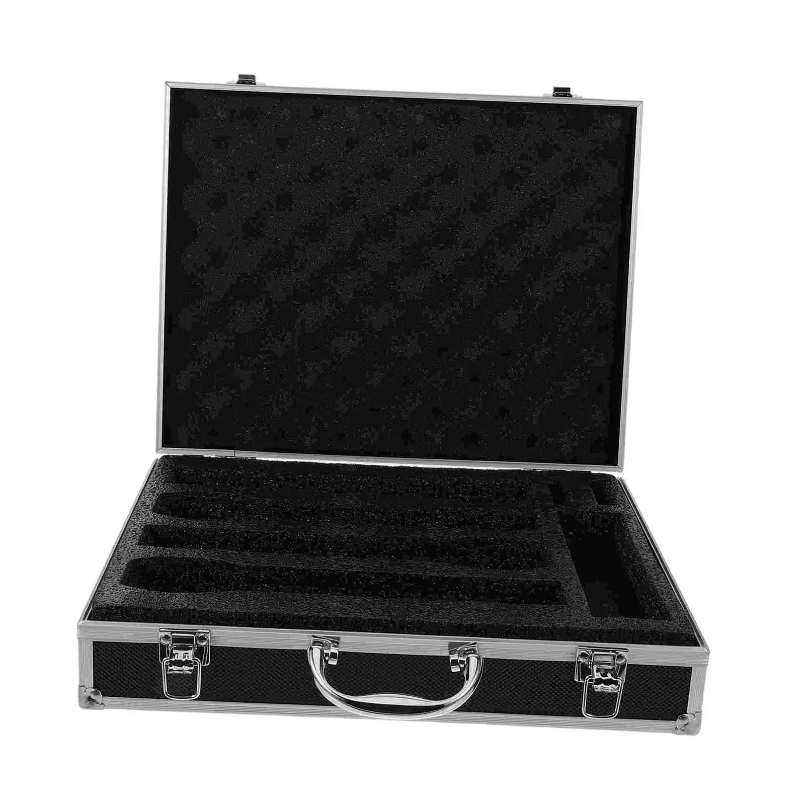 Microphones Carrying Case Mic Suitcase Hard Case Aluminum Tool Box for Broadcast Equipment Studio Room Internet