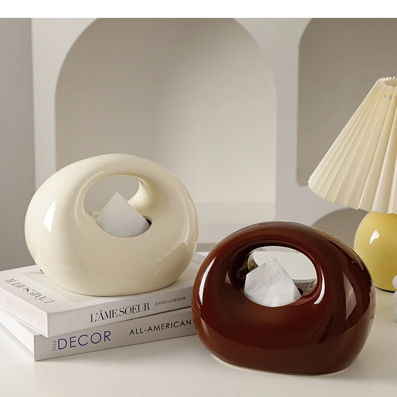 

Simple Handheld Tissue Box Dining Table Ceramic Decoration Kitchen Wet Napkin Dispenser Rack