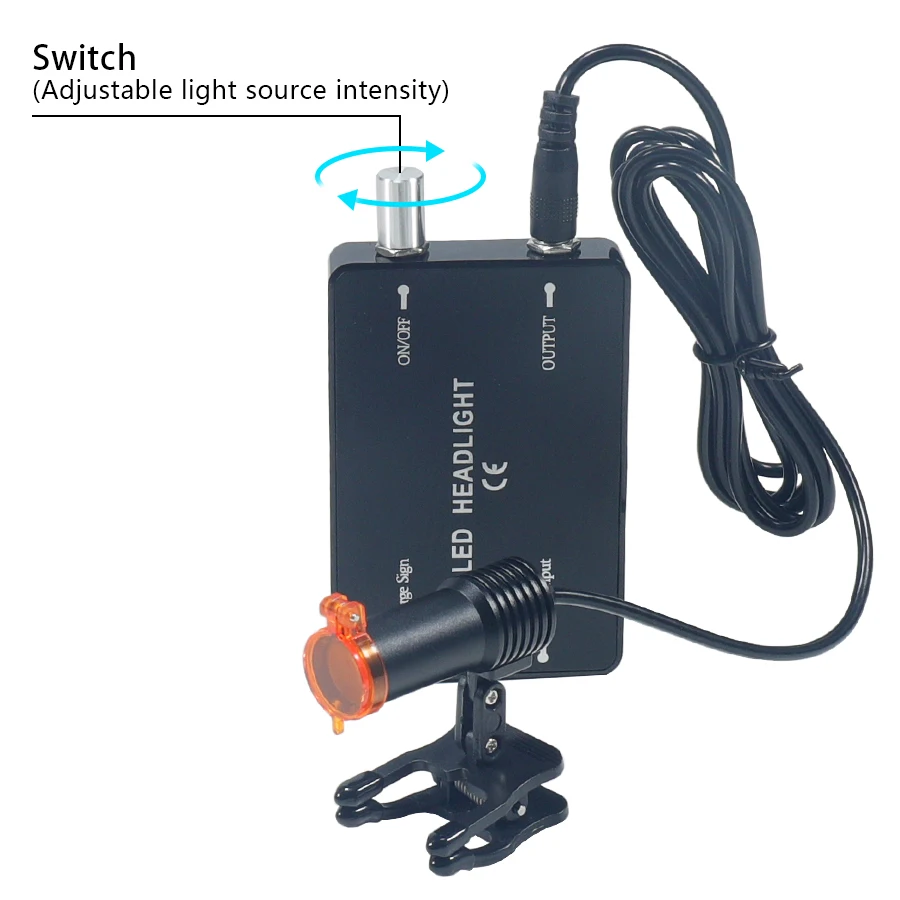 Faro tipo Clip para cinturón de 5W con filtro óptico para lupas dentales, lupa médica de laboratorio, Binocular de aumento