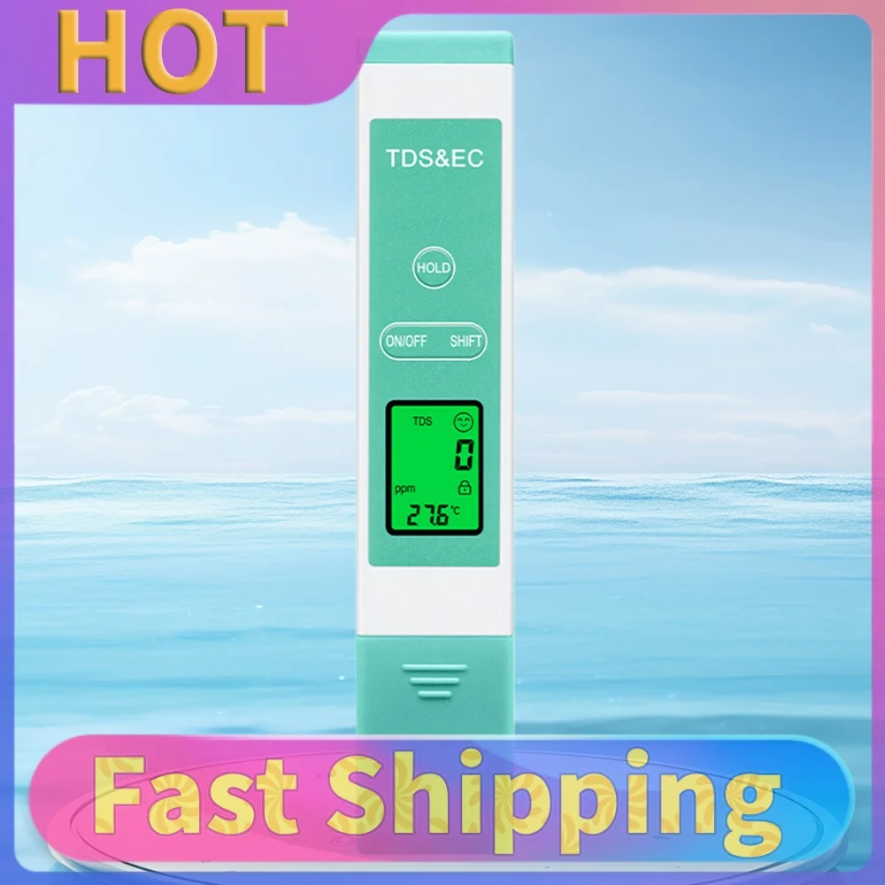 Portable 3 In 1 Water Quality Tester LCD Digital Smart Backlight Water Tester Temperature for EC/TDS Test Pen For Home Use