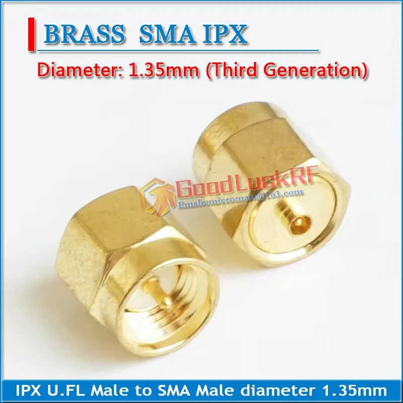 UFL U.FL Male to SMA Male Cable Connector Socket diameter 1.35mm 1.5mm 2mm Straight GOLD Brass Coaxial RF Adapters