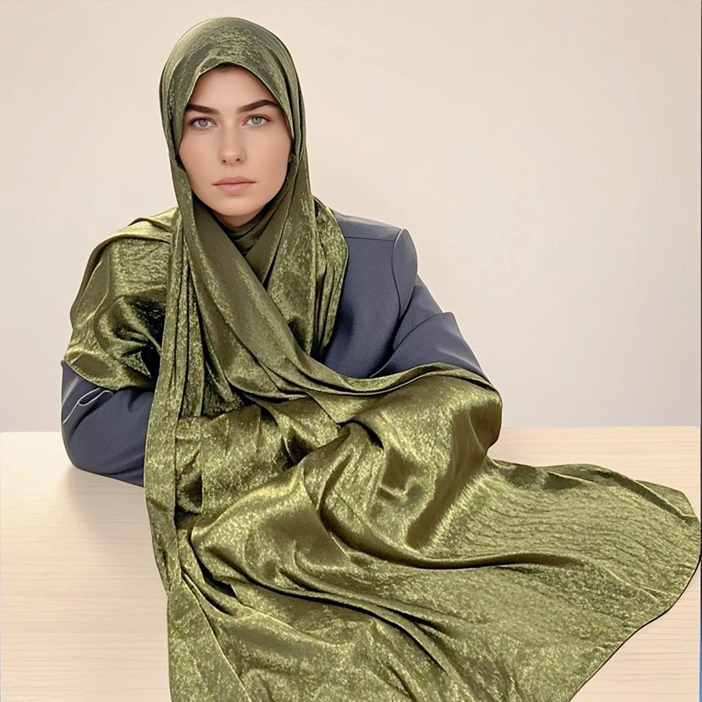 70*170CM Premium Glimmer Jacquard satén seda Hijab crepé arrugado chal transpirable ligero mujeres musulmanas turbante Ropa Africana Mujer