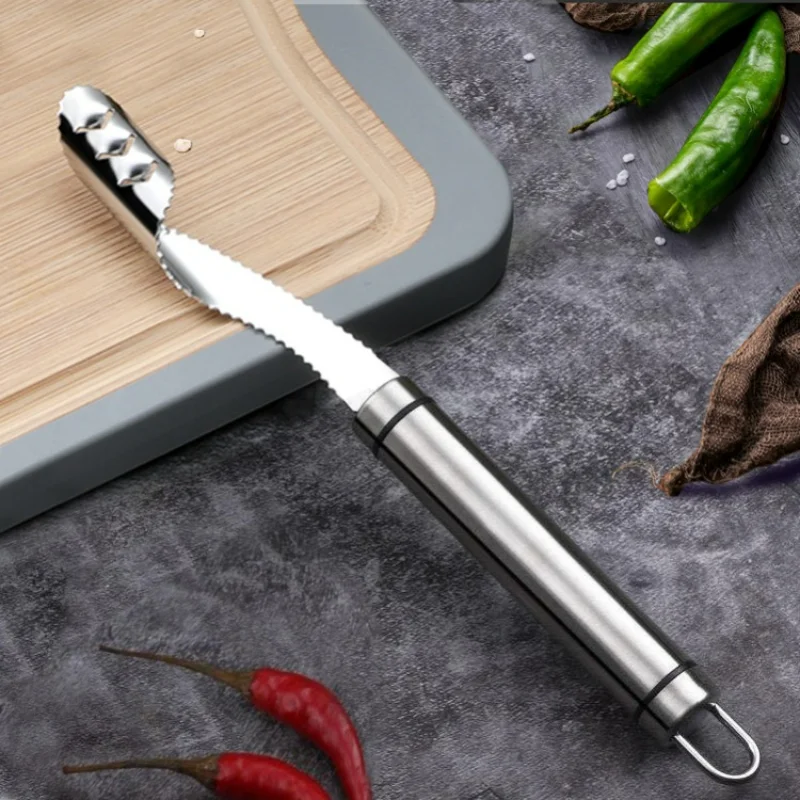 

New Vegetable Tool Stainless Steel Jalapeno Pepper Corer Tool Serrated Edge Coring Tool Serrated Seed Remover Kitchen Tools