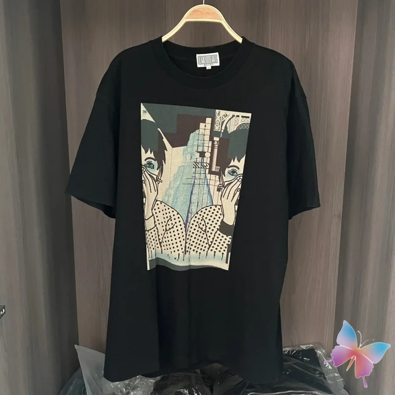 25ss Summer CAVEMPT T-shirts Front Back Face Covering Boy Print Couple Short Sleeved Shirt Black White Men Women Casual Tops