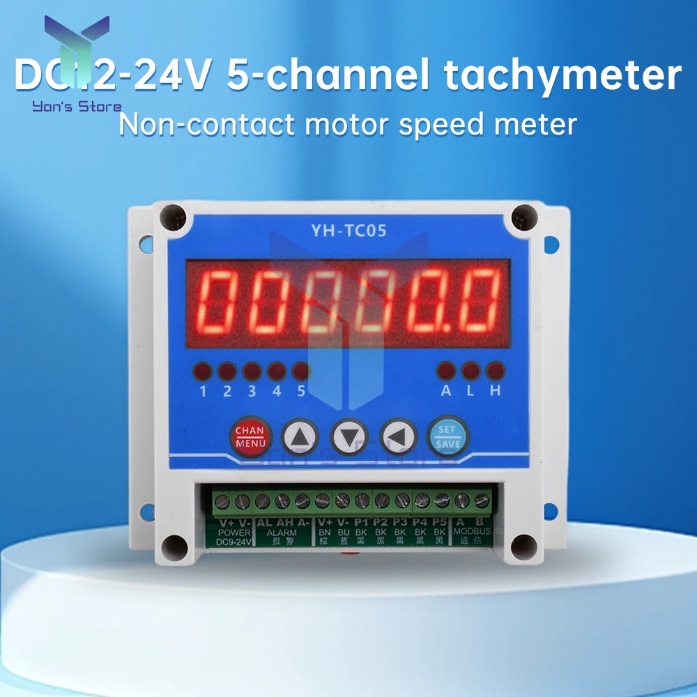 YH-TC05 Cyfrowy 5-kierunkowy obrotomierz Wysokowydajny cyfrowy wyświetlacz LED Miernik prędkości silnika z czujnikiem Halla Detektor prędkości