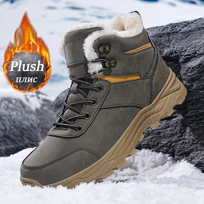 Männer hochwertige Schneeschuhe männliche Wander-Trekking stiefel Winter wasserdichte Plüschs chuhe schwarze Bergsteiger-Turnschuhe Größe 39-48