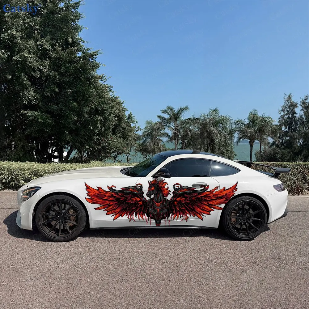 

2pcs Dark Unicorn Car Sticker Full Body Decal Decoration Scratches Protect Car Sticker Waterproof Car Vinyl Wraps