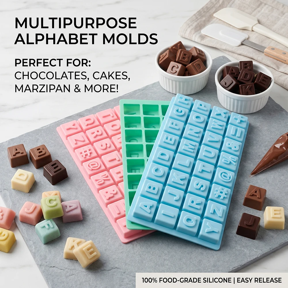 Large keyboard letter chocolate cake silicone mold DIY candy pudding dessert baking cake decoration ice tray view 3
