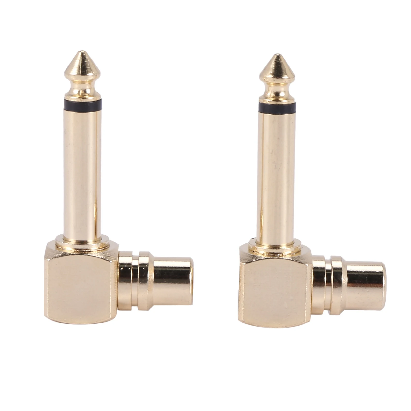 6-PACK RCA Female Jack To 1/4 Inch Mono Male Plug Right Angle Audio Adapter,Gold
