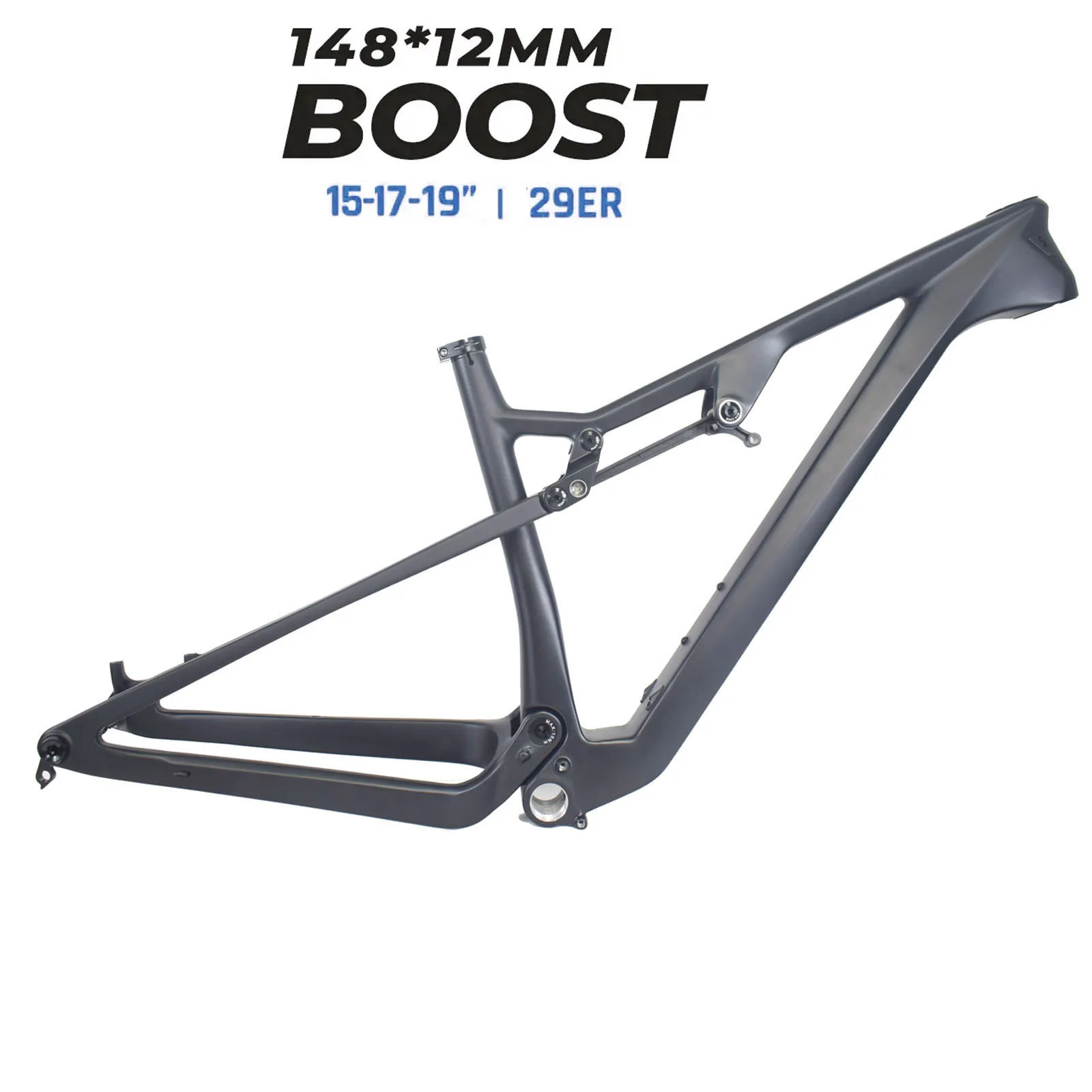 29er Full Suspension Mountain Bike Frames BSA Carbon Frame Boost 148mm Carbon Suspension XC Frameset Size 15.5/17.5/19 Inch