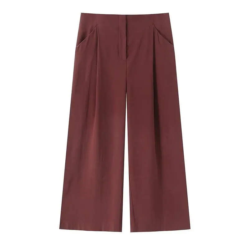 Spring Summer New Women's Loose Wide Leg Pants Casual Trousers Pleated Detail High Waist Zipper Closure Other Material 100%