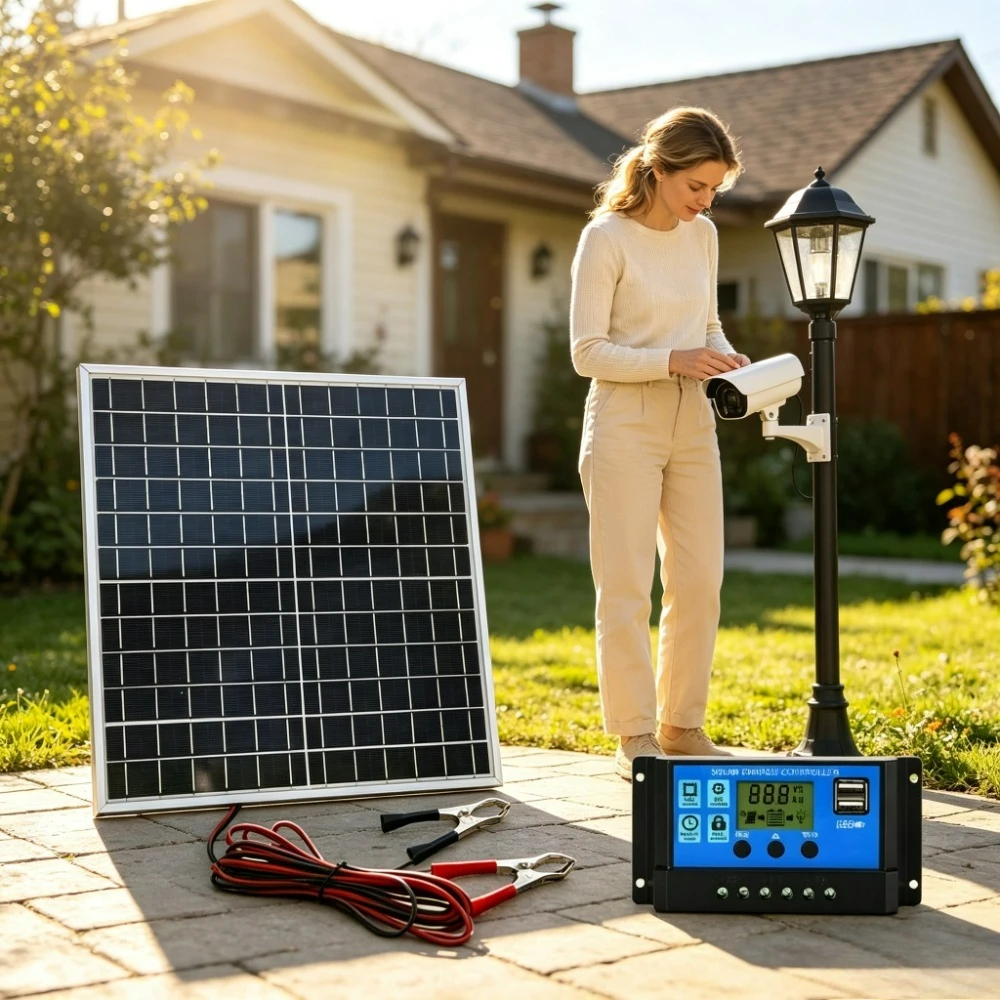 Portable RV Boat Outdoor Solar Panel Kit 12W Monocrystalline Aluminum Frame 12V Solar Controller Solar Powered Generator for