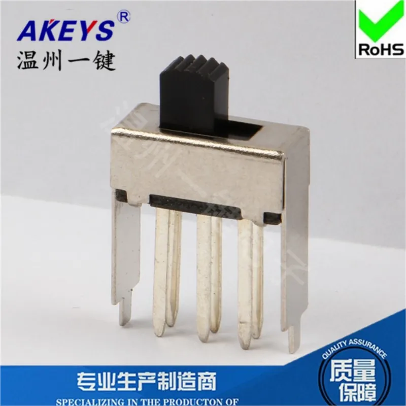 

10pcs SS-22F20 (2P2T) toggle switch 2 gears 2 fixed feet double row Six legged vertical black handle