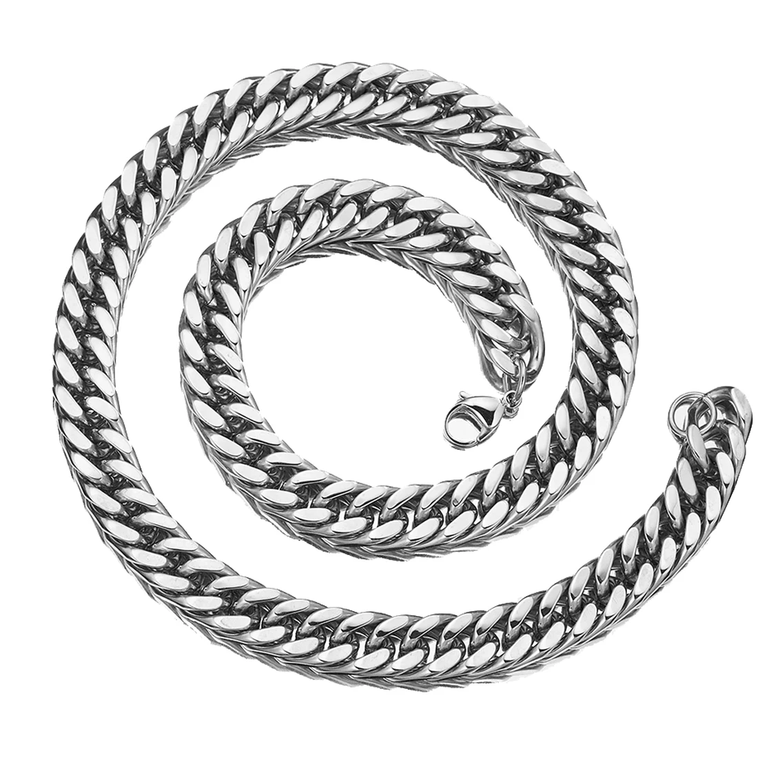 8mm-19mm Any Length Heavy Polished Silver Color Curb Cuban Men Chain 316L Stainless Steel Necklace Fashion Jewelry