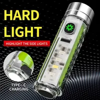 Rechargeable Type-C LED Flashlight LED MINI Keychain Light with Tail Magnet Uv Light Multifunction Portable Torch Camping Lights