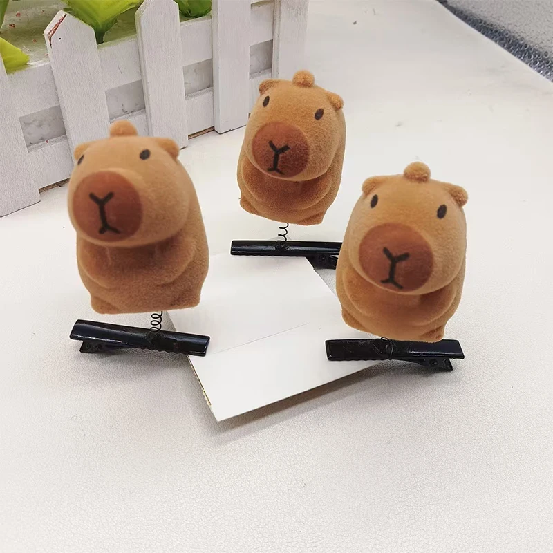 10 Pcs Cute Capybara Spring Hairpins Multifarious Creative Quirky Adorkable Cartoon Bobby Pins Plush Versatile Duckbill Clips