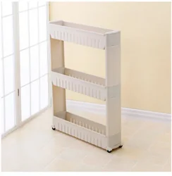 Storage Shelf Plastic Subdries Rack Movable Interspace Storage Racks Refrigerator Space Rack with Roller Kitchen Organizer