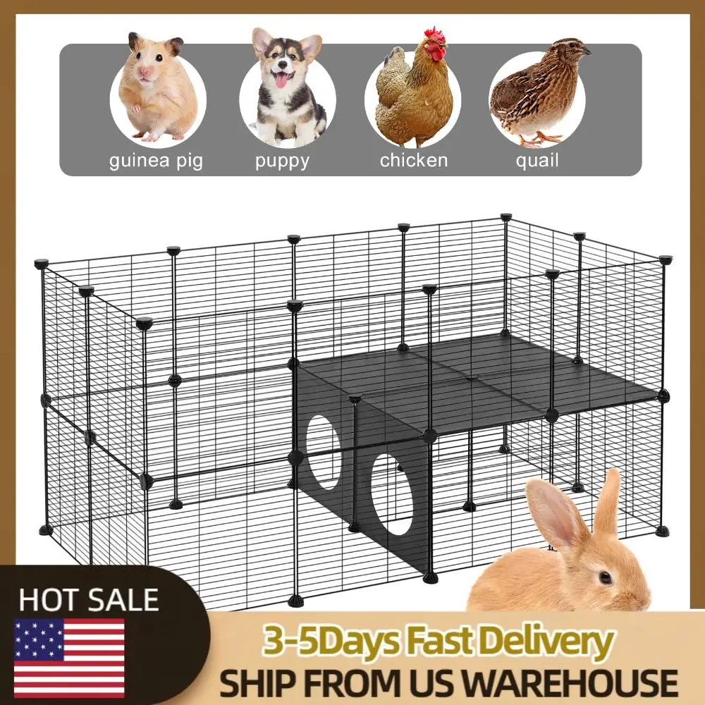 

Metal Rabbit Cage 57.09x29.53x29.53in Small Animal Playpen Portable Metal Fence for Guinea Pigs/Bunny/Hedgehogs/Chickens