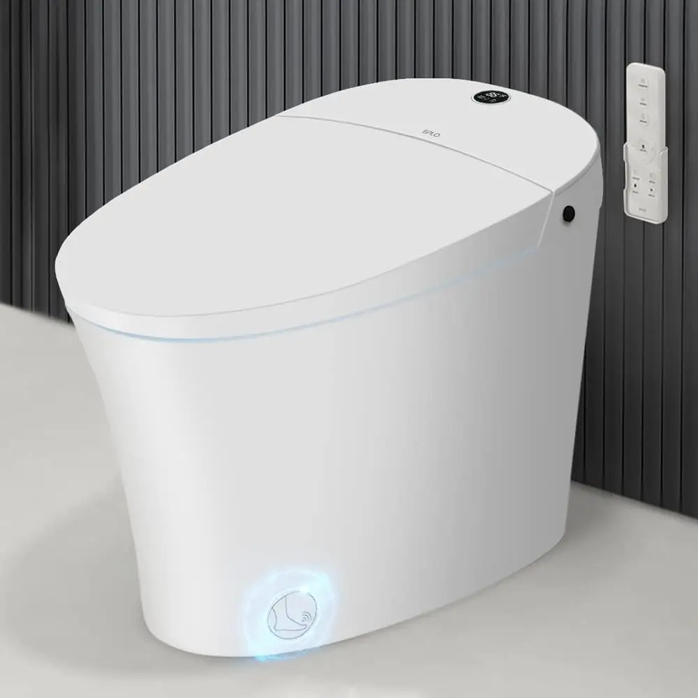 Smart Toilet,One Piece Bidet Toilet Elongated Toilet Dual Auto Flush,Foot Sensor Operation,Electric Tankless Toilets