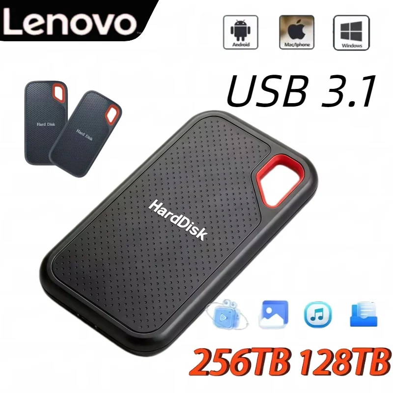 

Внешний жесткий диск Lenovo SSD E61 2 ТБ, 6 ТБ, 8 ТБ, 256 ТБ USB 3.1 для ноутбуков, PS5, мобильных устройств, HDD-накопитель