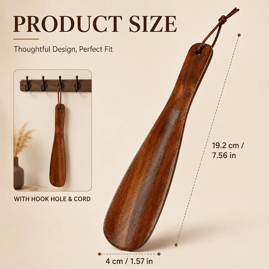 1 Stück Holz-Schuhlöffel, glatte Kante & ergonomischer Griff, leichter, langlebiger Schuhhelfer, unverzichtbar für den täglichen Gebrauch, tolles Geschenk für die Familie – Detail 2