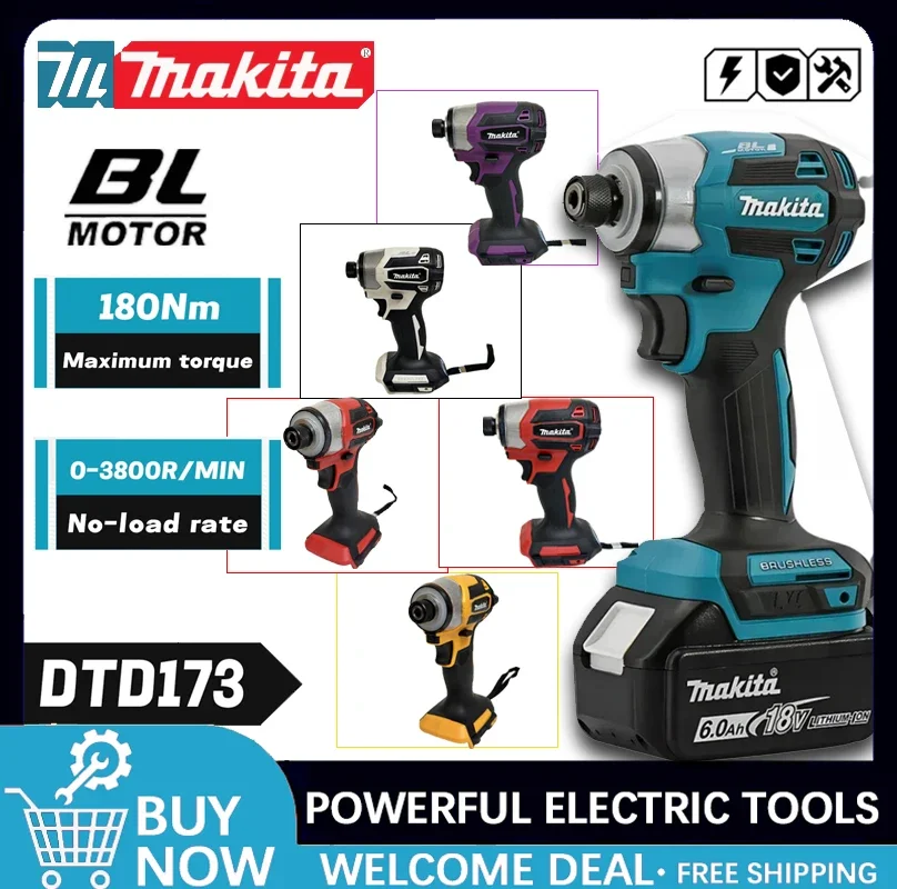 

Makita 18V DTD173 Brushless Drill Power Tool Multicolor Home Improvement DIY 180Nm Electric Wood Bolt T-Mode