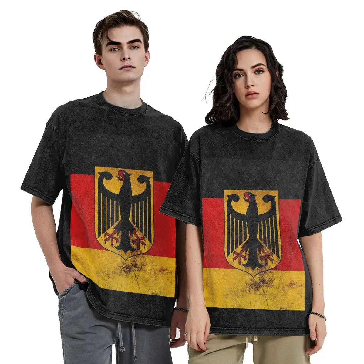German DK Reich Empire Of Flag Washed T Shirts Cotton Short Sleeve Hip Hop T-Shirt Streetwear Tops Tees for Men Women