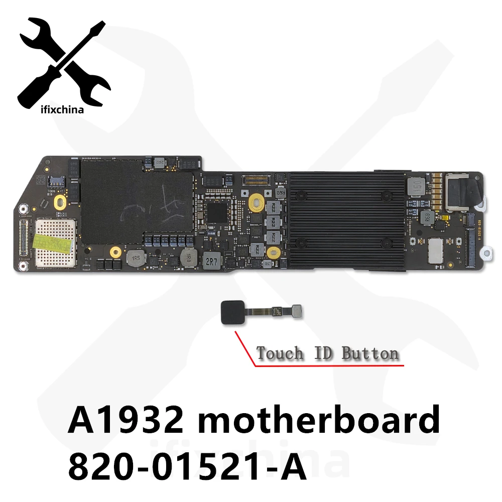 Original A1932 Motherboard 820-01521-A For Macbook Air 13.3” 1.6GHz 8GB 128GB 256GB SSD Logic Board With Fingerprint 2018 2019