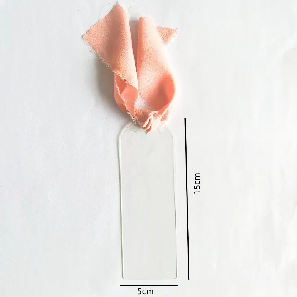 

10Pcs Acrylic Transparent Bookmark Craft DIY Handmade Ribbon Bookmark with Ribbon Durable Table Seating Sign Book Accessories