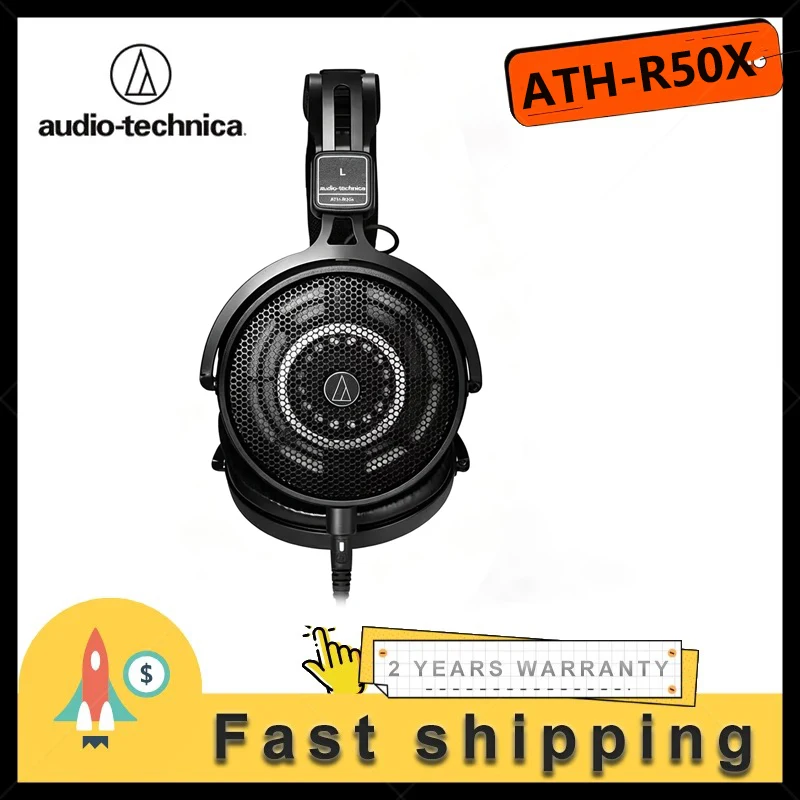 Audio-Technica ATH-R50X Open Back Over Ear Studio Monitor Wired Headphones HiFi Clear Sound Gaming Live Streaming Headset