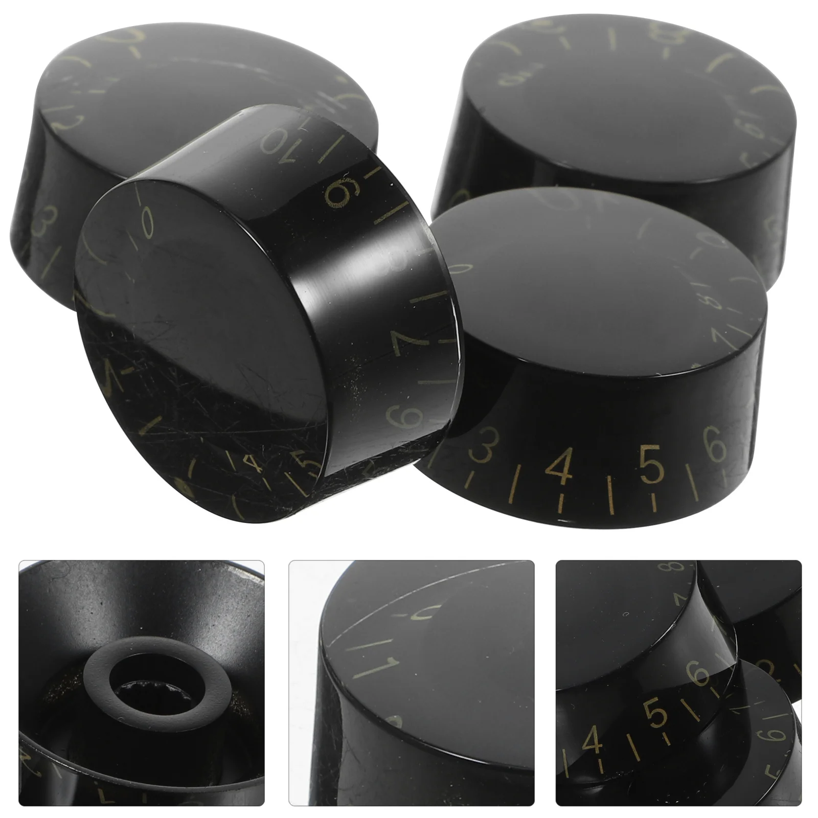 

4 Pcs Volume Knob Guitar Control Knobs Power Switch Replacement Black Electric Parts