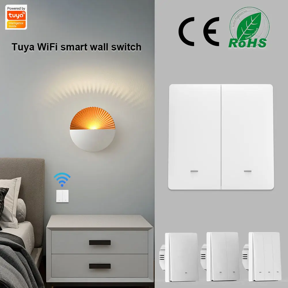 SIXWGH interrupteur mural intelligent Wifi bouton poussoir interrupteur de lumière LED Smartlife App télécommande commande vocale Google Home Alice Alexa