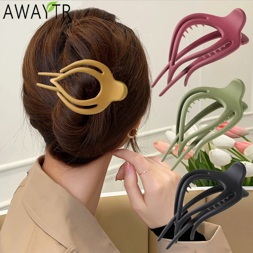 AWAYTR Matte Solid Hair Claws Elegant Clear Acrylic Hair Clips Hairpins Barrette Headwear for Women Girls Hair Accessories Gifts