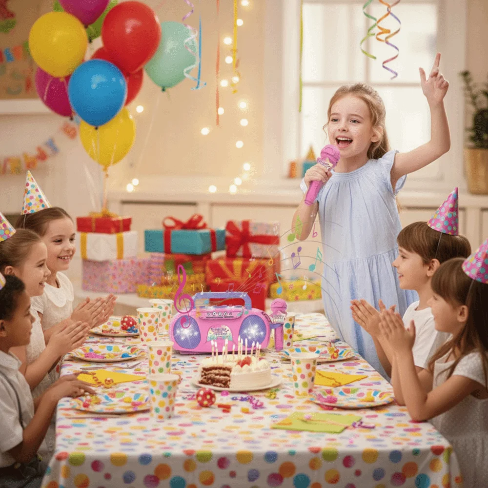 Wireless Karaoke Children's Connect Phone with Light Karaoke Machine Plastic Musical Instrument Children Singing