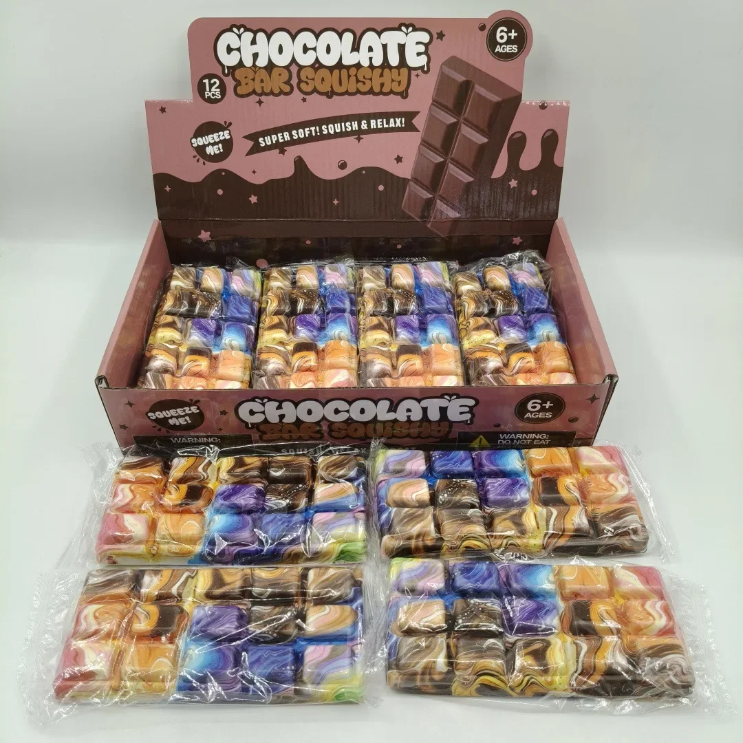 New Arrival Large Chocolate Bar PU Slow Rising Squishy Toy, Realistic Food Play Squeeze Stress Relief Decompression Fidget Toy