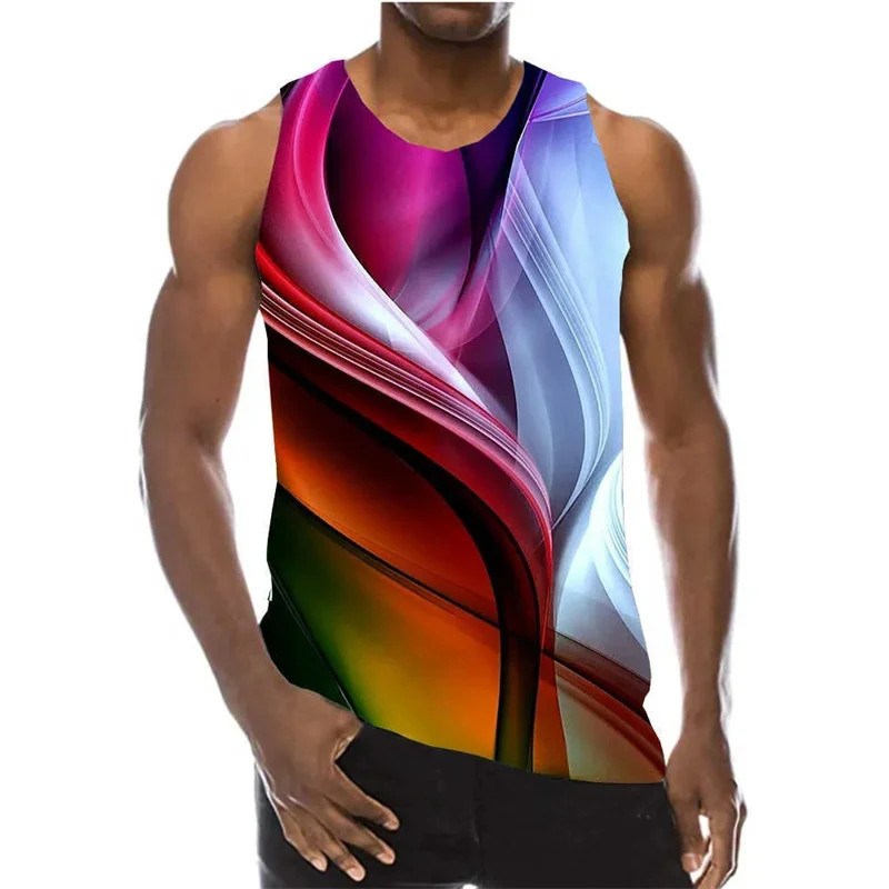 New Fantasy Abstract Graffiti Tank Top Men Clothing Summer Fashion Gym Sports Tops Basketball Vest Quick Drying Sleeveless Ropa