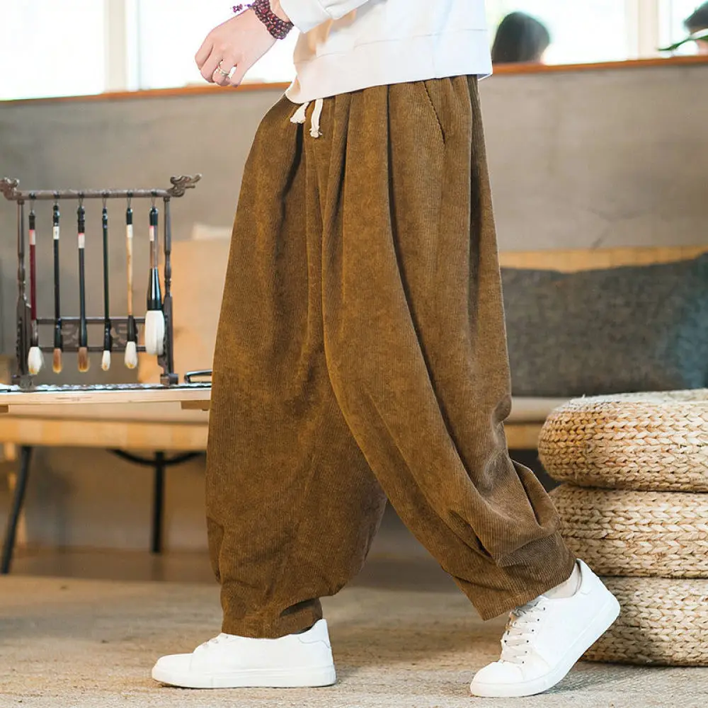 Casual Casual Mens Corduroy Trousers Vintage Chinese Style Wide Leg Pants Loose Harem Bottoms Warm Winter Tai Chi Sweatpants - Aliexpress Deal