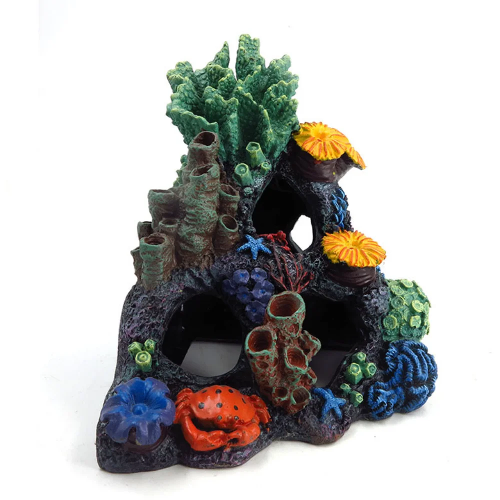 Fish tank landscaping aquarium decorative resin crafts simulation coral reef anemone reptile fish and shrimp shelter