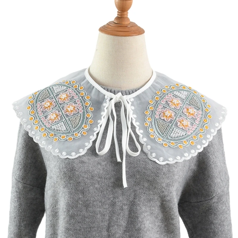

Embroidery Faux Collar Elegant Floral Collar Casual Decorative Collar Drop shipping