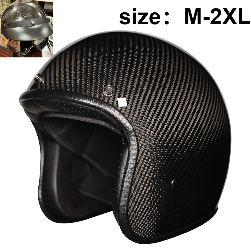 

ORZ carbon fiber retro motorcycle helmet 3/4 open face vintage unisex four seasons half helmet motorcycle helmet