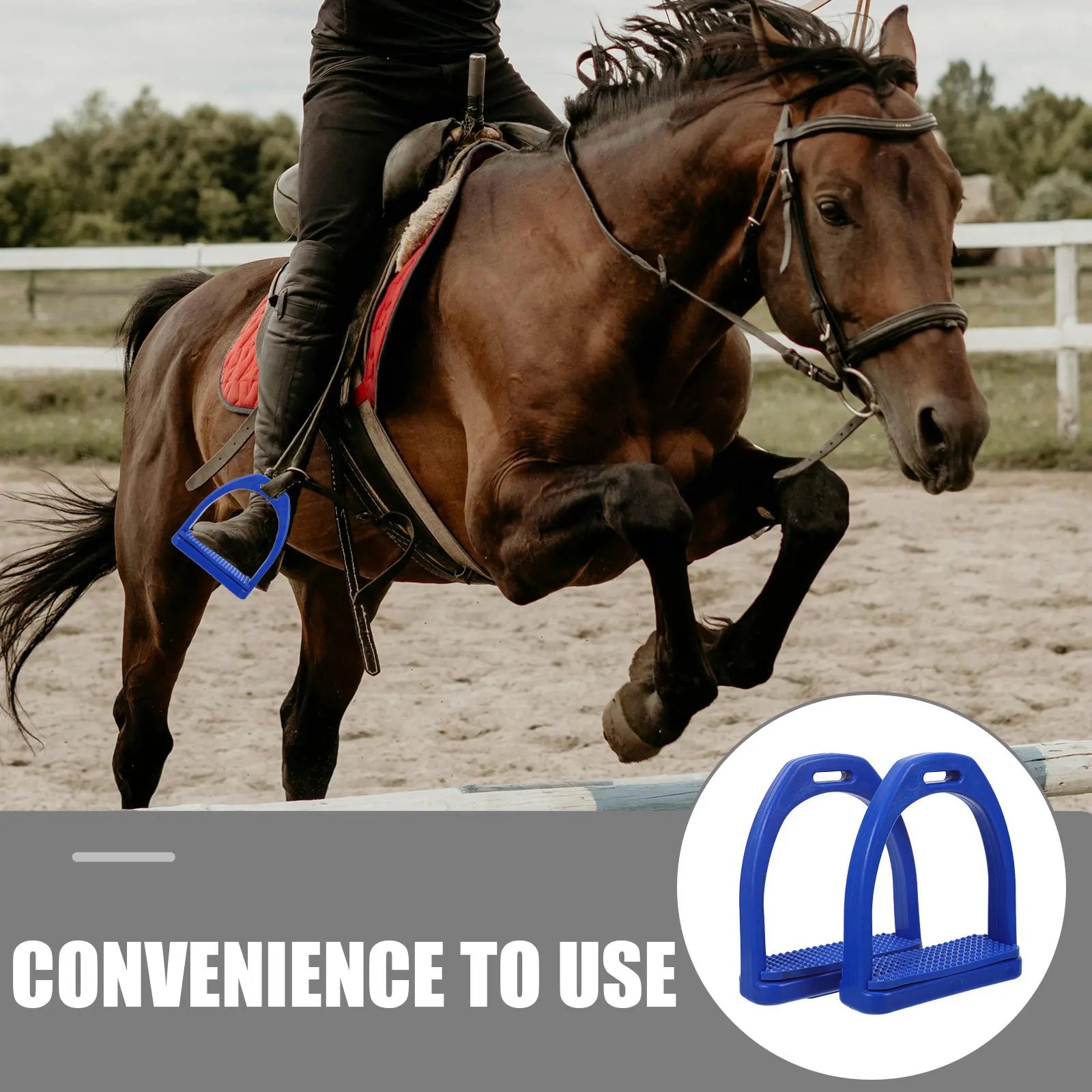 2Pcs Horse Riding Stirrups Blue Plastic Rubber Pad Non Slip High Strength Safety English Saddle Equestrian Accessory Knee Ankle