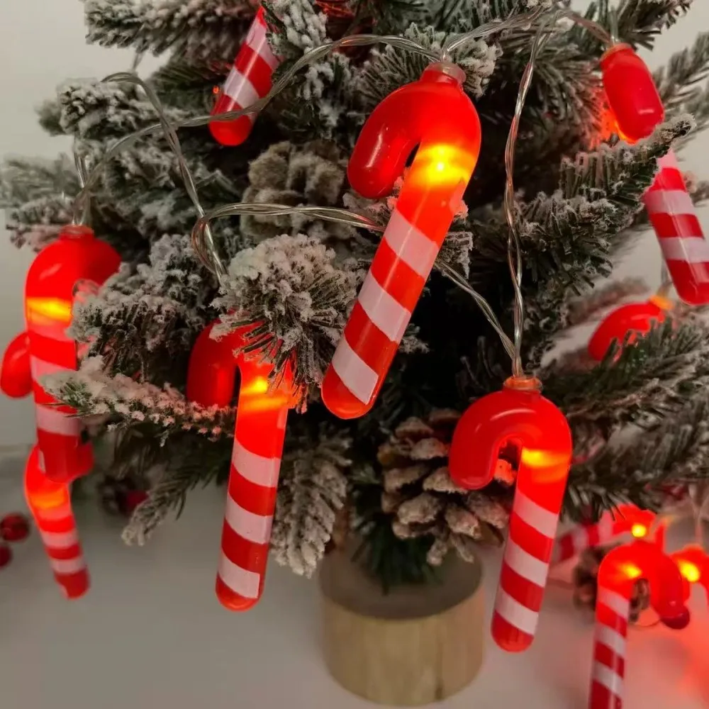 1PC 1.5M/3M 크리스마스 배터리 상자 작은 지팡이 라이트 스트링, 배터리 제외, 크리스마스 장식, 파티, 방 장식에 사용