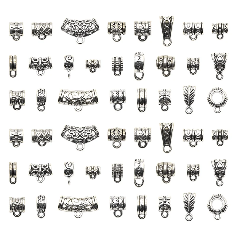 25pcs Connectors Bail Tube Beads fit European Charm Bracelet Pendant Tibetan Silver Spacer Bead Hanger for DIY  Jewelry Making