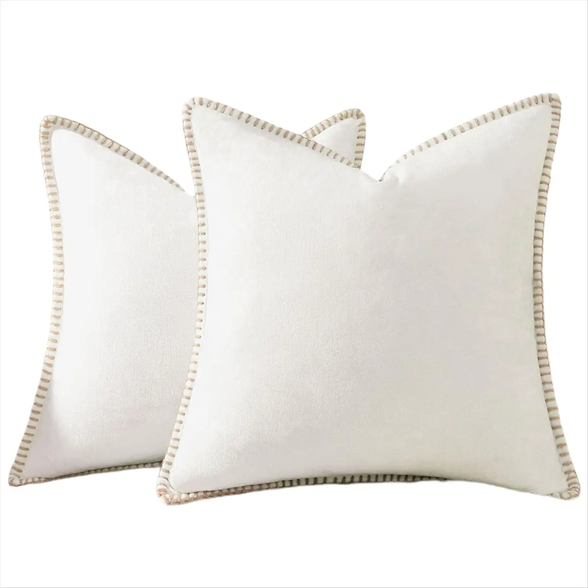A20I Soft Throw Pillow Covers 18x18 Set of 2,Neutral Decorative Pillow Covers with Stitched Edge for Couch Sofa Bed