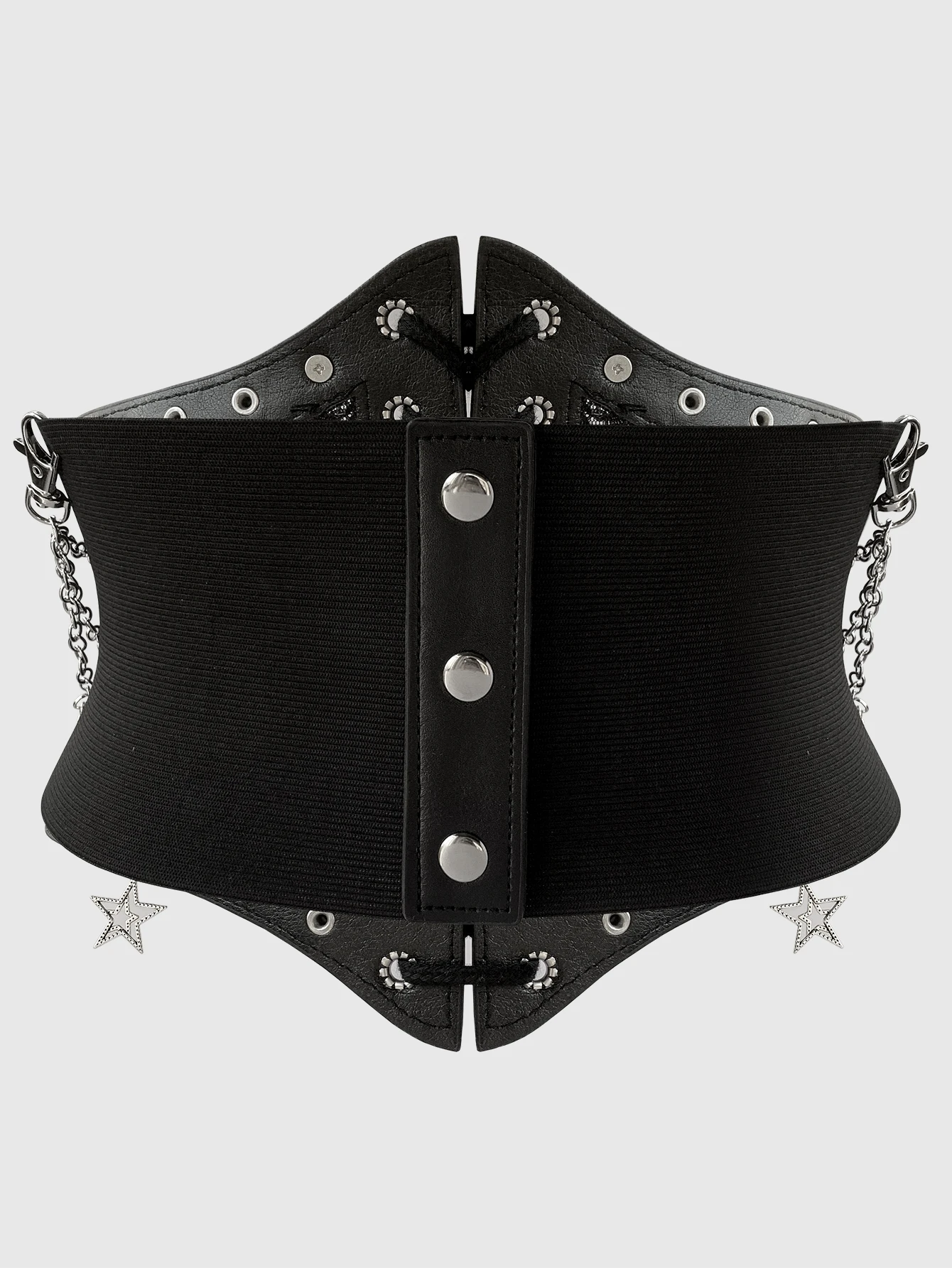 HERSHINE Women's Y2K Black Lace Chain Elastic Wide Waist Belt, Gothic, Harajuku, Punk, Rock & Hip Hop Accessory，spring，summer